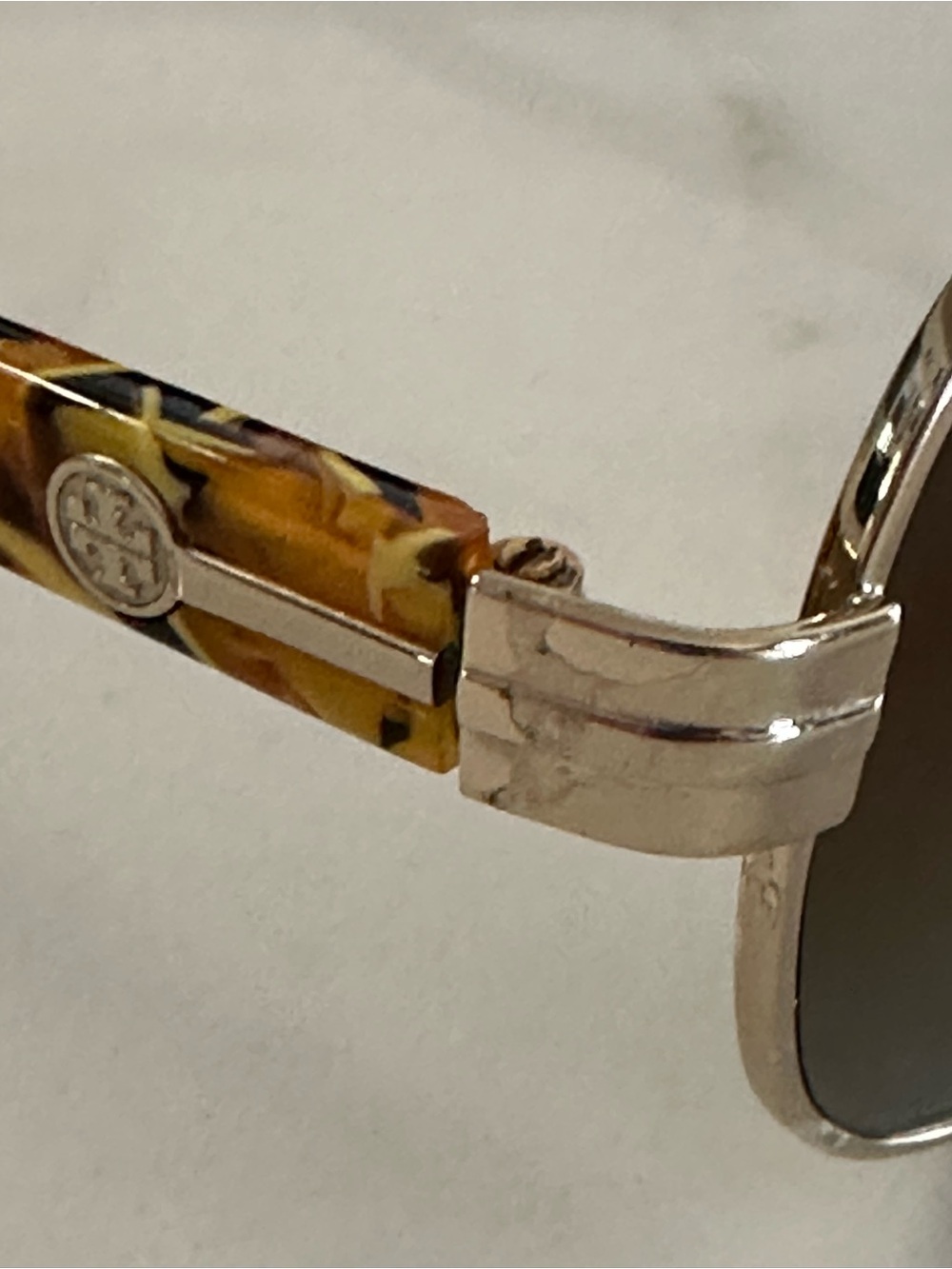 Tory Burch Orange Case with Gold-Trim Aviator Sunglasses - Picture 5 of 6